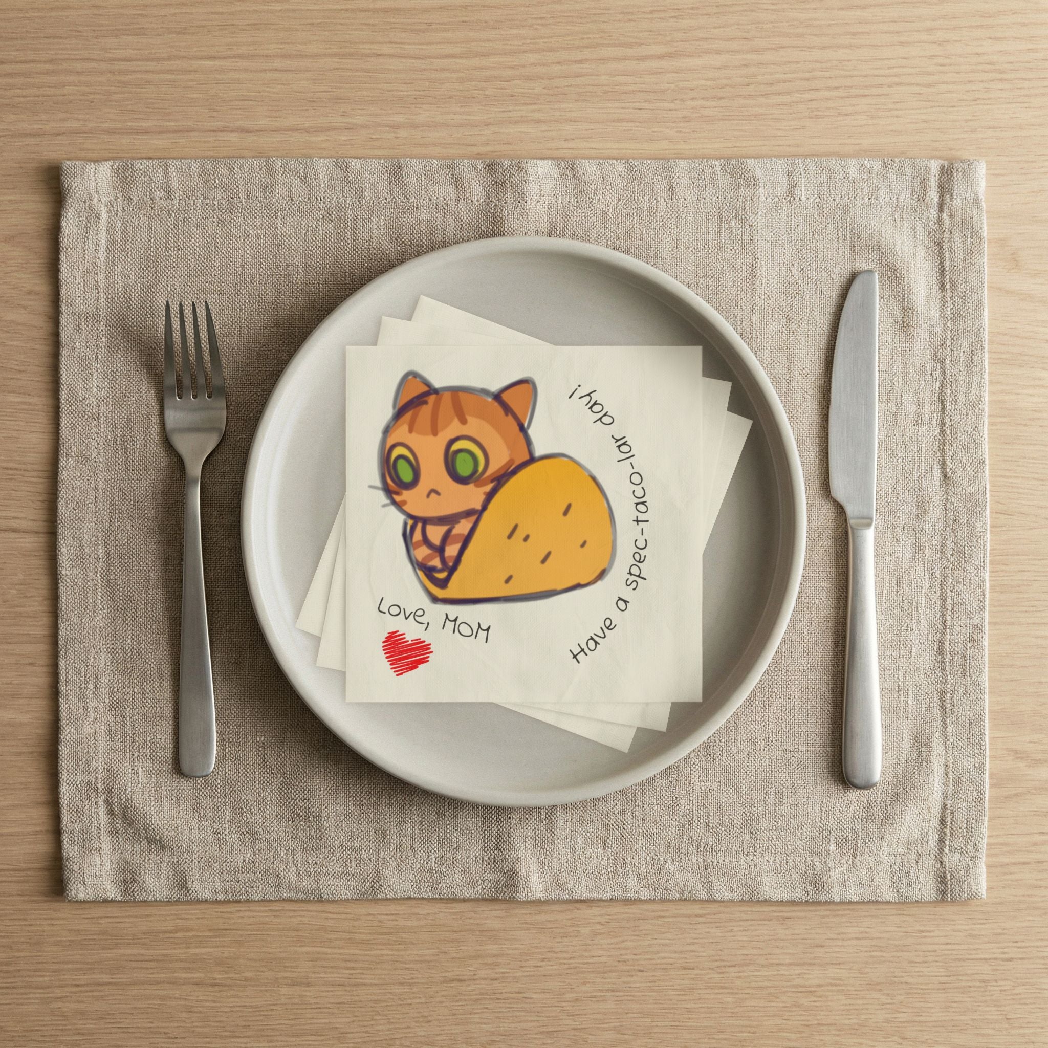 Momkins - Inspirational Kids Lunch Napkins Napkin | Motivational Positive Message for School